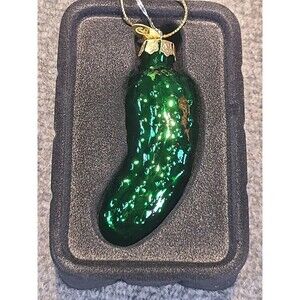 MIDWEST of Cannon Falls Pickle Christmas Ornament Slovakia Blown Glass